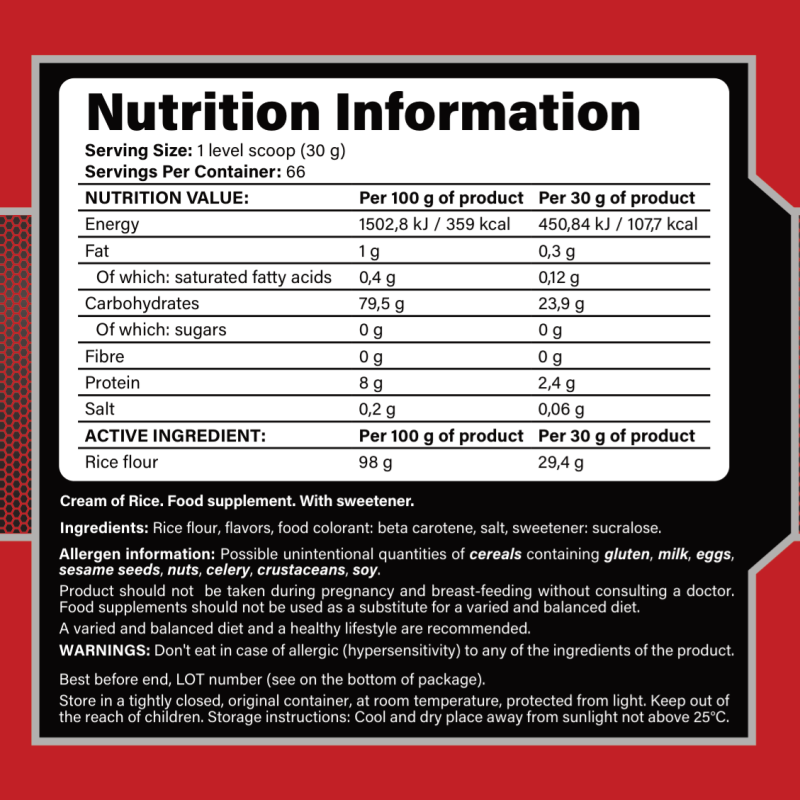 MBN Cream of Rice - Premium rispulver - understøtter træning, restitution og udholdenhedssport