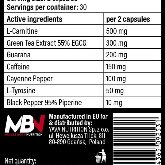 MBN Fat Burner - førsteklasses tilskud til energi, fokus og vægttab