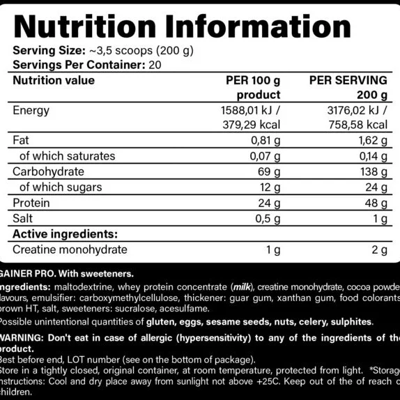 MBN Gainer Pro 4kg – Hoogwaardige Massa-Gainer voor Optimale Spiergroei