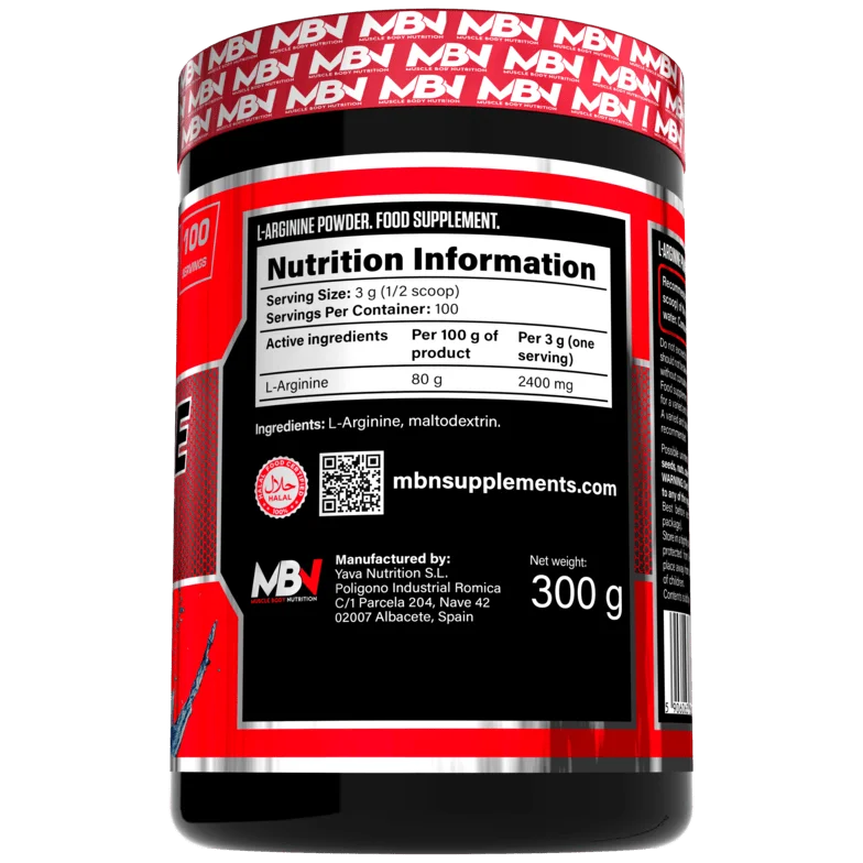 MBN L-Arginine Powder – Verhoog Bloedcirculatie & Spierprestaties