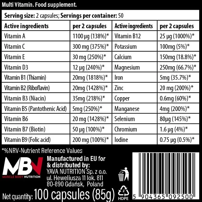 MBN Multi Vitamin - Multivitamínico Premium para Energía, Inmunidad y Vitalidad